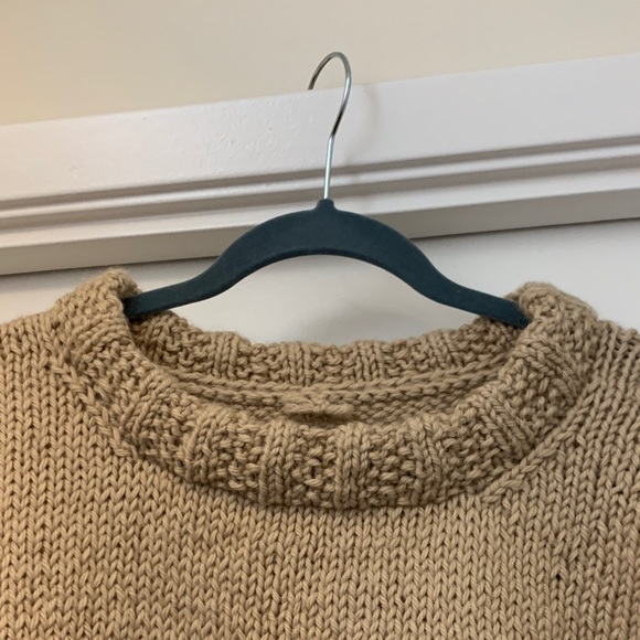 Hand Crafted Chunky Crewneck Sweater in Tan - Picture 2 of 2
